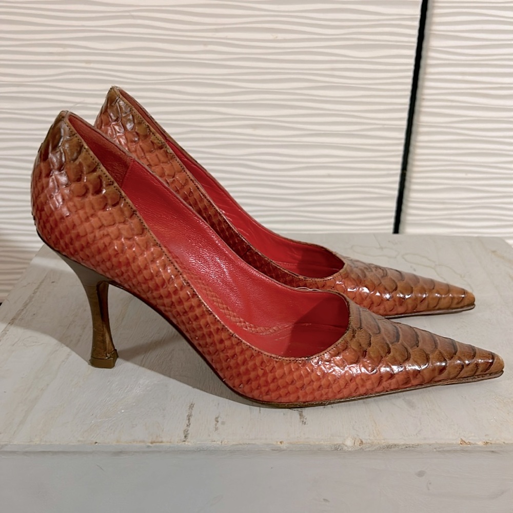 Genuine python skin BCBGMaxAzria heels, Sz 6